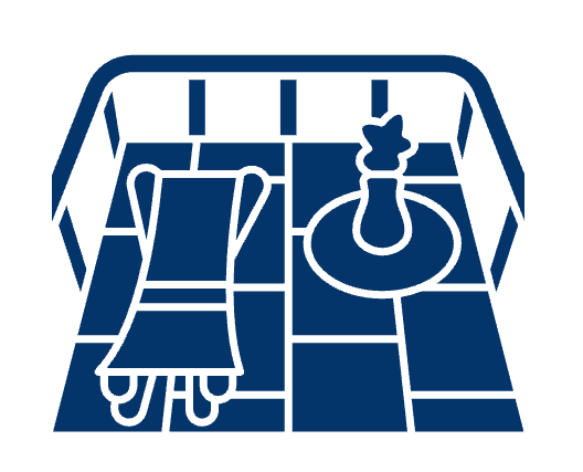 Modern pergola with decorative lattice and motorized screen providing shade over a stamped concrete patio and outdoor furniture.